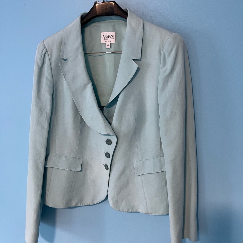 Armani Collezioni Pale Blue Tailored Women's Blazer